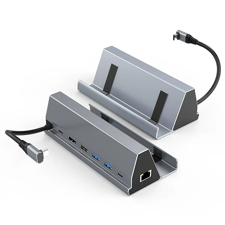 FX-2221 Para Convés a Vapor 7 em 1 Dock Station Game Stand Hub USB RJ45 + HD + 2xusb3.0 + USB2.0 + Dados do Tipo c + Adaptador PD Type-C