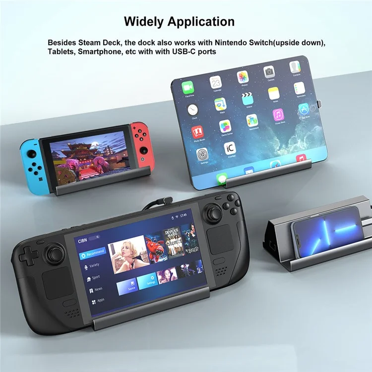 FX-2221 Para Convés a Vapor 7 em 1 Dock Station Game Stand Hub USB RJ45 + HD + 2xusb3.0 + USB2.0 + Dados do Tipo c + Adaptador PD Type-C