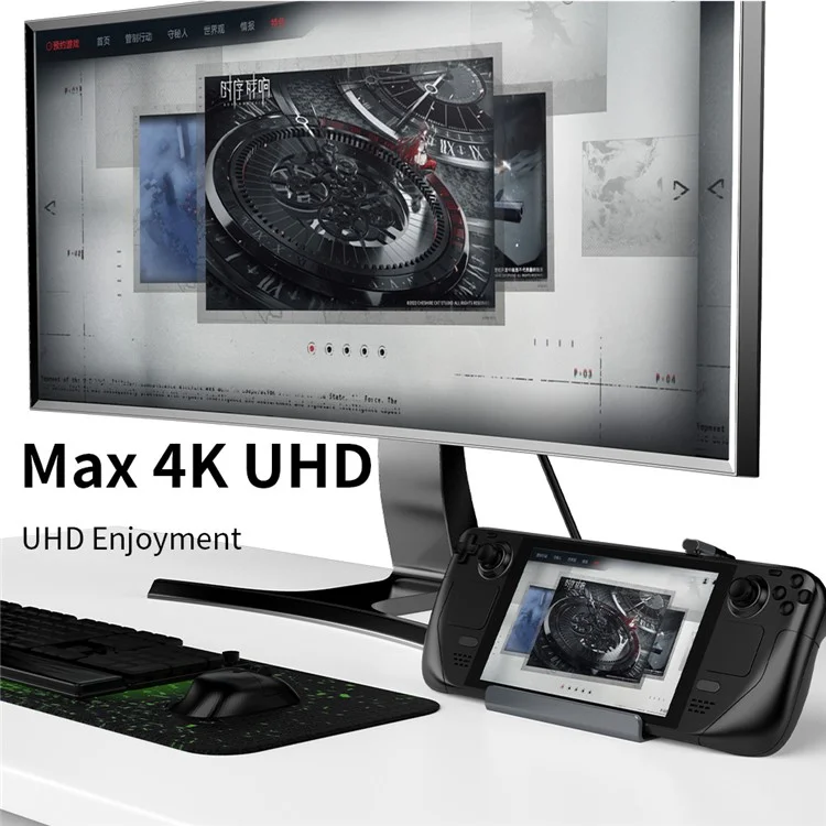 FX-2221 Para Convés a Vapor 7 em 1 Dock Station Game Stand Hub USB RJ45 + HD + 2xusb3.0 + USB2.0 + Dados do Tipo c + Adaptador PD Type-C