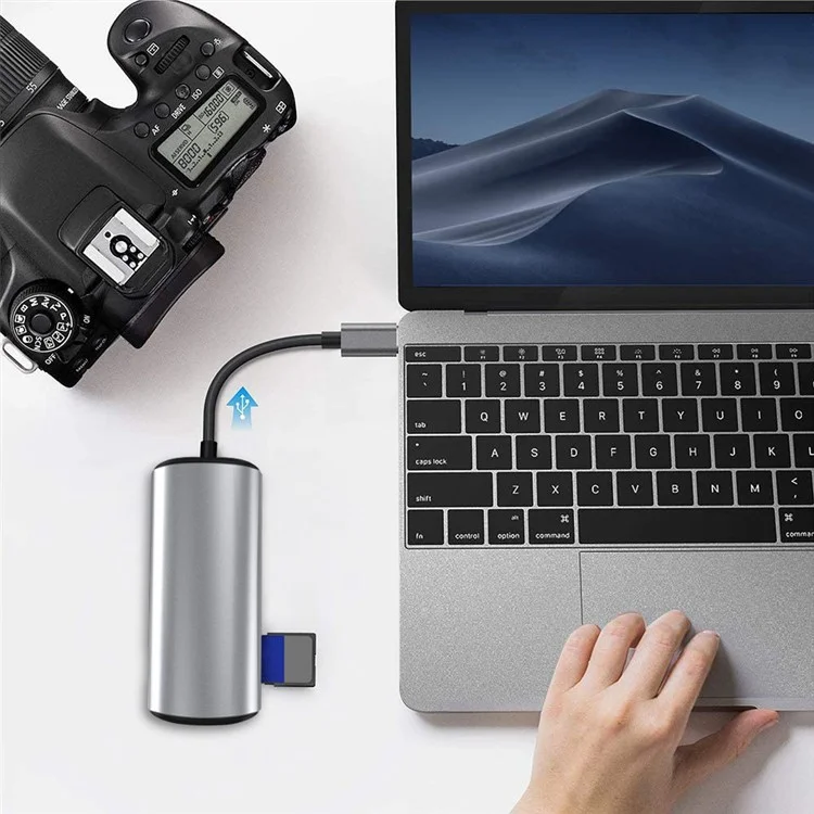 1928 Estación de Acoplamiento 11-in-1 Tipo-c a USB-C + USB2.0 + 3xusb3.0 + SD / Ranura de Tarjeta TF + 3.5 mm + 4k HD + VGA + RJ45 Adaptador de Cubo USB