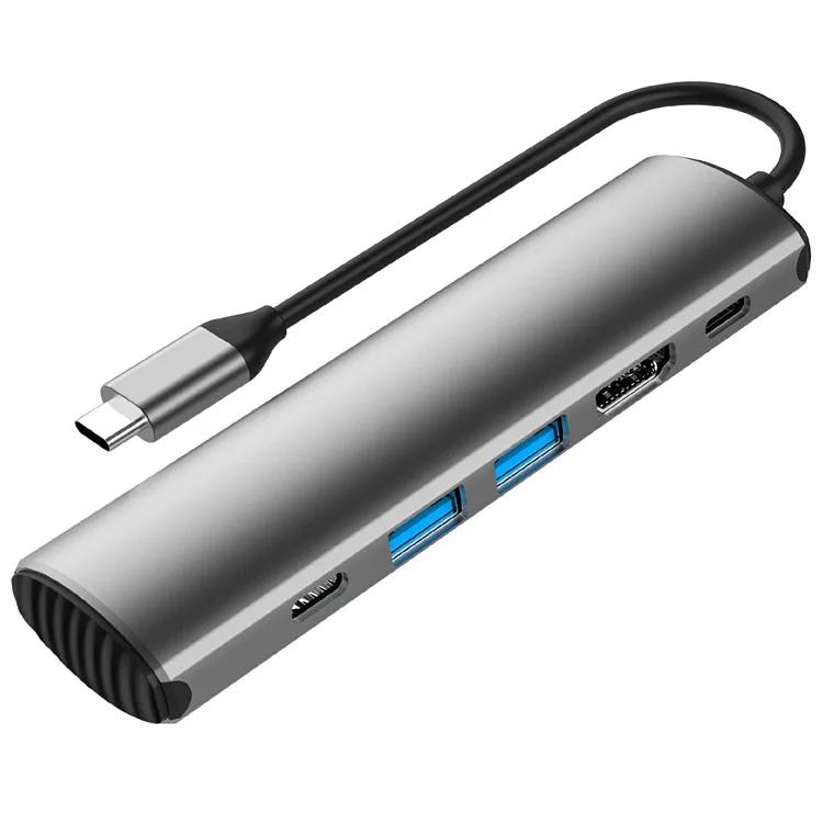 FX-2310A 5-in-1 USB Hub Adapter Tipo-c a USB-C PD 140W + 4K HD + USB3.0 + USB2.0 + USB-C3.0 Estación de Acoplamiento