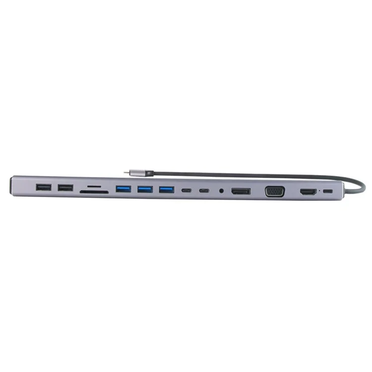 FX-2020C 15-in-1 Type-C Hub with 4K HD, DP, VGA, 100W PD Charging, USB 3.0, RJ45 Ethernet Port