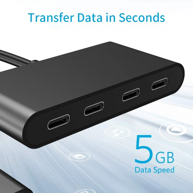 FX-1812B 4-in-1 Type-C Hub 5Gbps Data Transfer Portable 4-port USB-C 3.0 Splitter