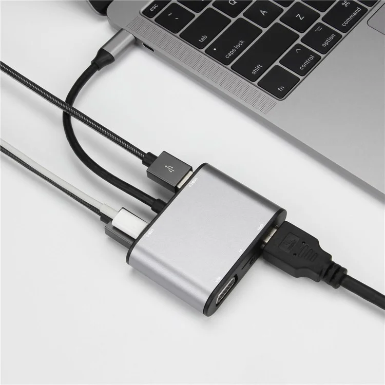 FX-1815B Hub Type-c 8-en-1 Avec 4K HD + USB 3.0 + 2x USB 2.0 + HD + VGA + TF Carte Reader