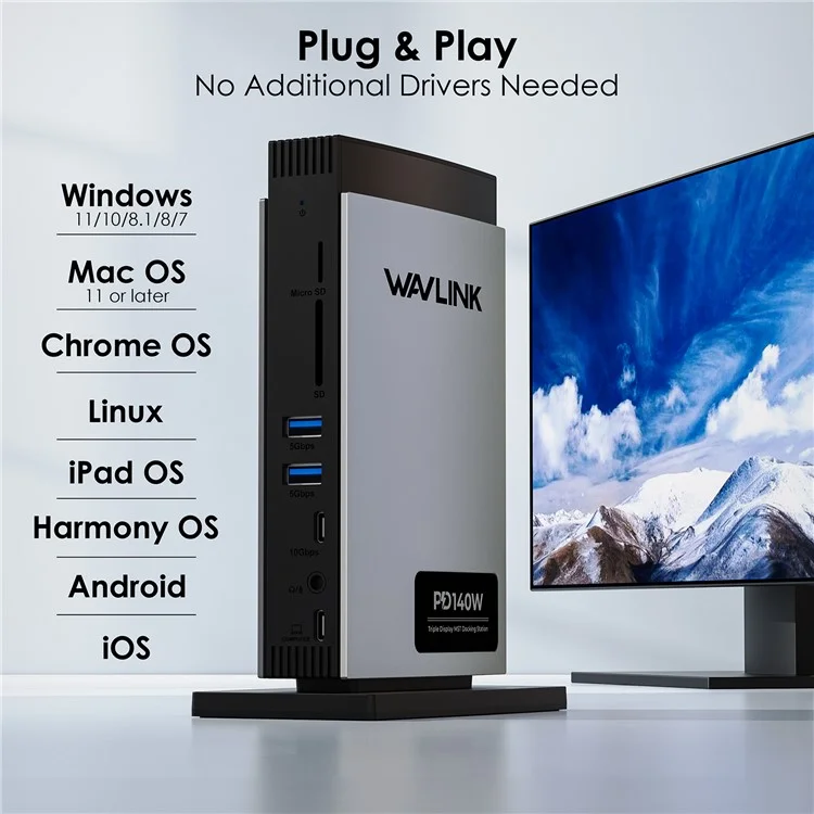 WAVLINK WL-UMD26 11-in-1 USB-C Docking Station with 8K HD, 8K Displayport, and 140W PD 3.1 Charging