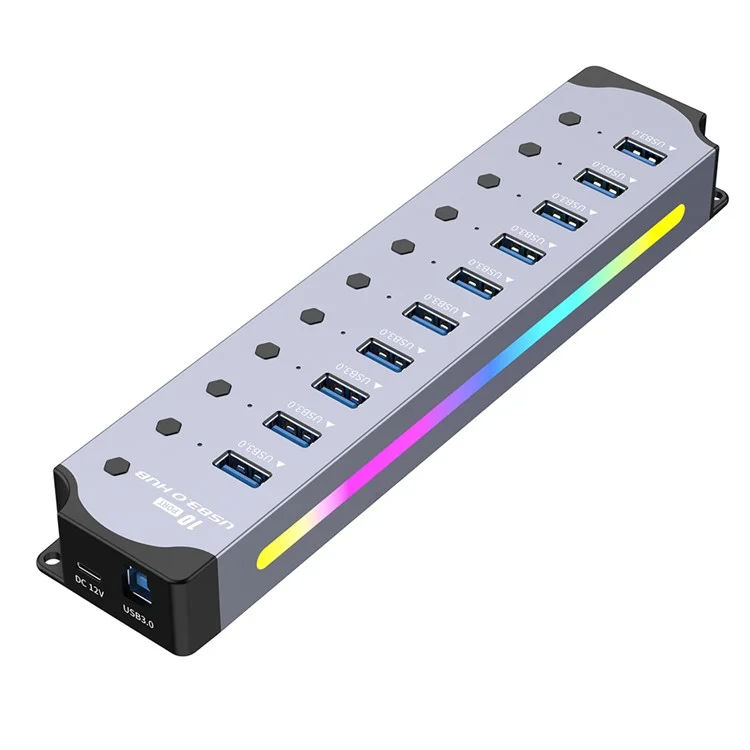 YX-H3010 10 Port USB 3.0 Hub Splitter with Independent Switches 5Gbps Data Transfer for PC  /  Smart TV