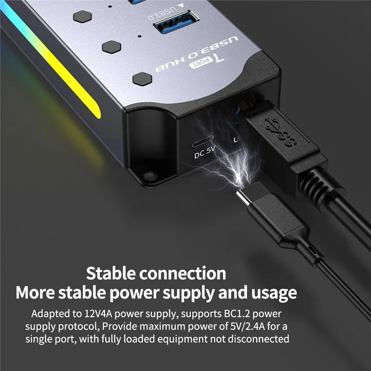 YX-H3010 10 Port USB 3.0 Hub Splitter with Independent Switches 5Gbps Data Transfer for PC  /  Smart TV