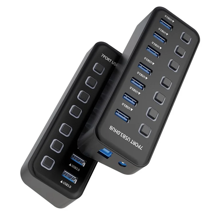 U307 7-Port USB 3.0 Hub Splitter without LED Lights with Individual On / Off Switches for PC  /  Smart TV
