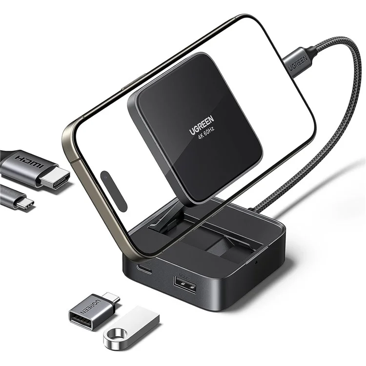 UGREEN USB C 4-in-1 Foldable Hub 4K 60Hz HDMI PD 100W USB 3.0 Docking Station For iPhone 15  /  16 Android Laptops