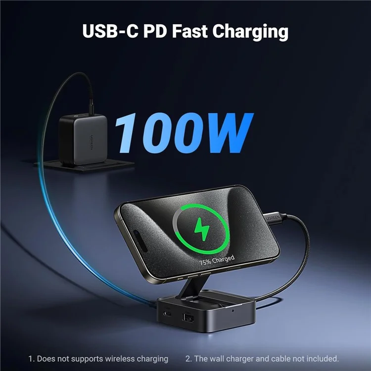 UGREEN USB C 4-in-1 Foldable Hub 4K 60Hz HDMI PD 100W USB 3.0 Docking Station For iPhone 15  /  16 Android Laptops