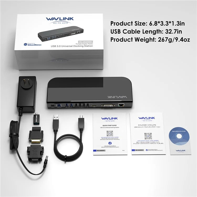 WAVLINK UG49DK1 Hub USB-C 13 in 1 con Doppio Display Dock Station per Windows Mac Chrome Android - Spina AU