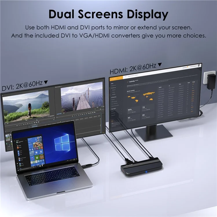 WAVLINK UG49DK1 Hub USB-C 13 in 1 con Doppio Display Dock Station per Windows Mac Chrome Android - Spina AU