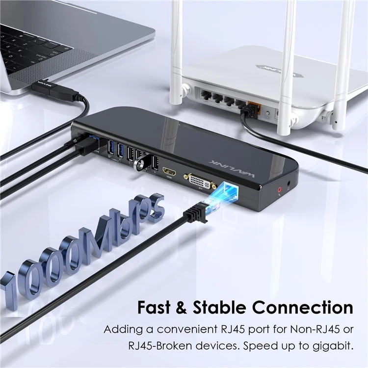 WAVLINK UG49DK1 Hub USB-C 13 in 1 con Doppio Display Dock Station per Windows Mac Chrome Android - Spina AU