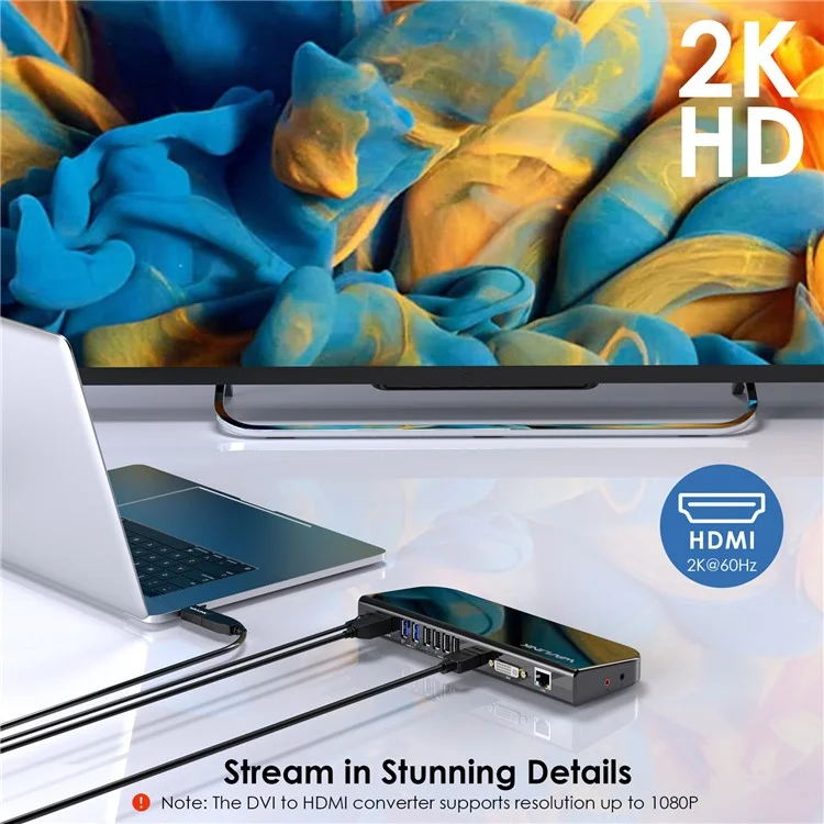 WAVLINK UG49DK1 Hub USB-C 13 in 1 con Doppio Display Dock Station per Windows Mac Chrome Android - Spina AU