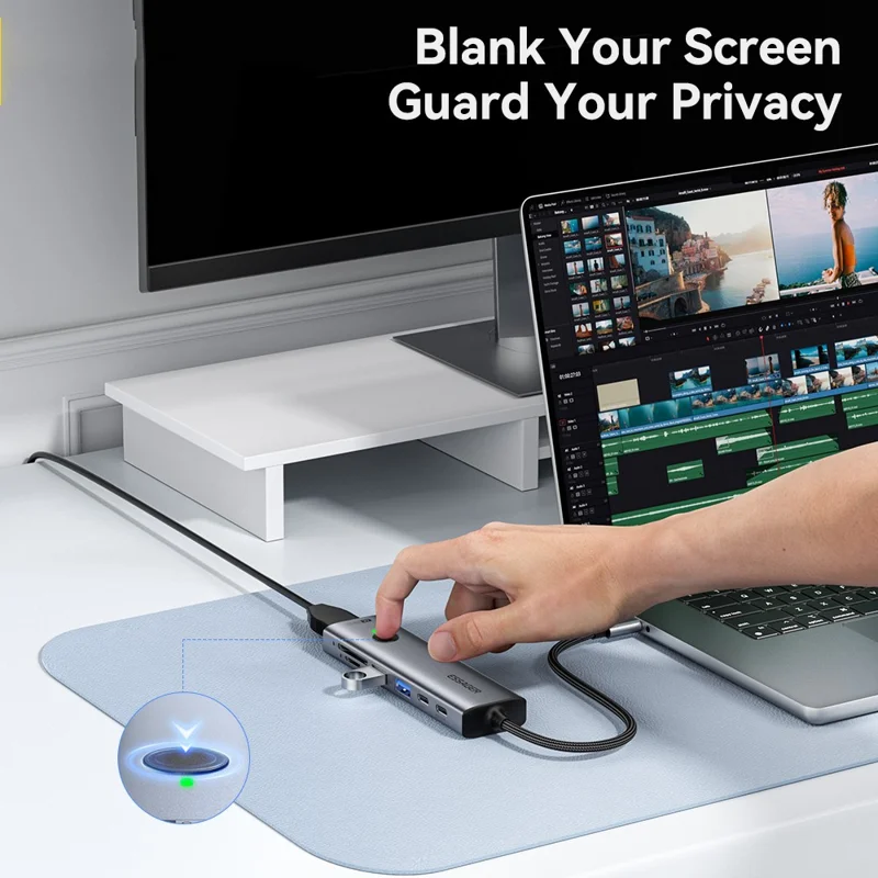 ESSAGER 7 In 1 Expansion Hub with 4K 30Hz HDMI / Type C / USB 3.0 / SD TF Card Slot Docking Station