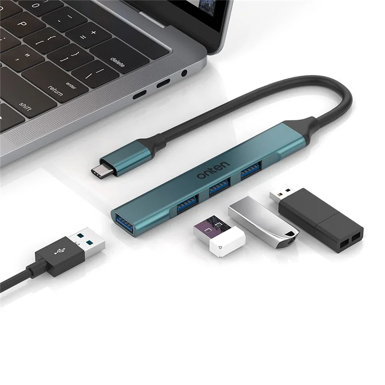 ONTEN OTN-9701 Портативный концентратор Тип-C 3.0 в USB 3.0 + 3xUSB 2.0 Алюминиевый сплав Адаптер