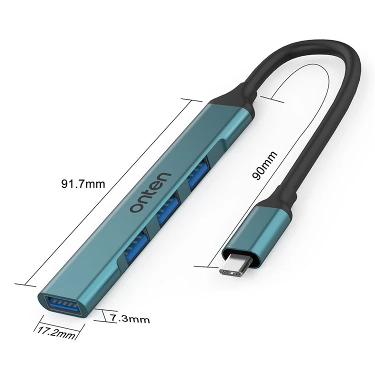 ONTEN OTN-9701 Портативный концентратор Тип-C 3.0 в USB 3.0 + 3xUSB 2.0 Алюминиевый сплав Адаптер