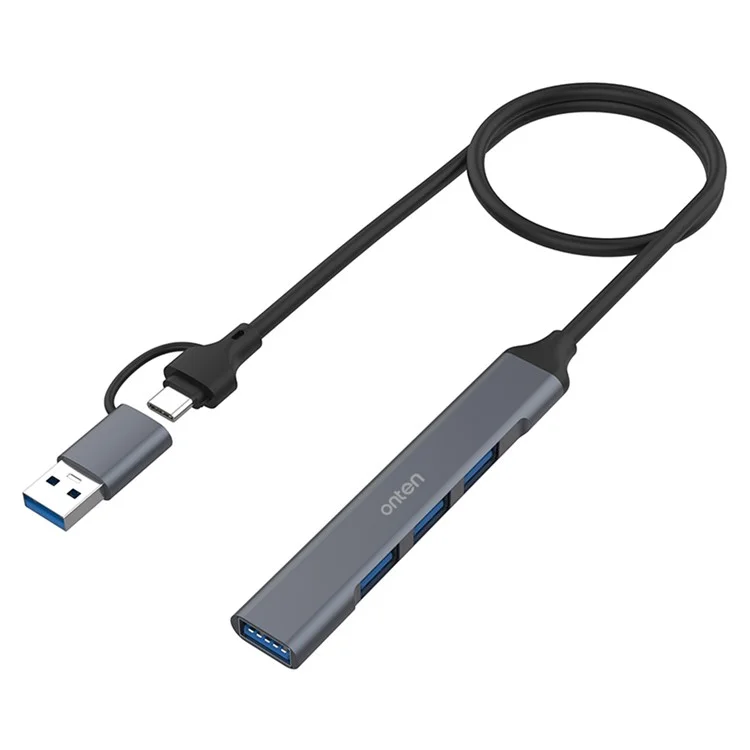ONTEN UCA9701 USB-A / C Splitter USB 3.0 + 3xUSB 2.0 Computer Expansion Dock OTG Adapter - Grey