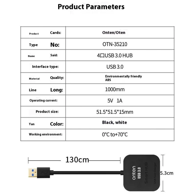 ONTEN 35210 4 Port USB 3.0 Hub Expansion Dock For Computer USB Splitter High Speed Data Transfer Adapter