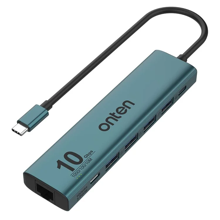 ONTEN UC616 Adattatore USB-C a Ethernet Gigabit Hub con 3 USB3.2 Gen2 + 2 USB2.0 + Porta di Alimentazione USB-C