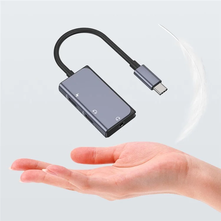 BLUEKEY USB-C to Headphone Adapter 3 in 1 Double Type-C 3.5mm Audio Cable for Huawei Xiaomi