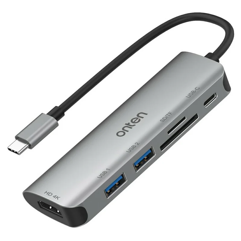 ONTEN 95116D Type-C 6 in 1 Hub Docking Station 4K HDMI USB3.0 USB2.0 PD3.0 TF SD Card Reader Adapter