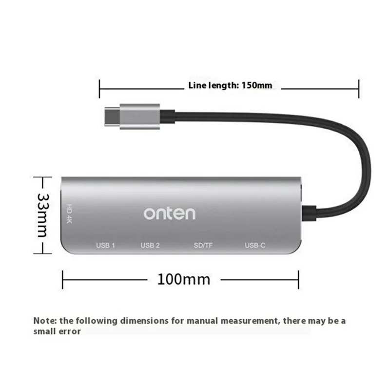 ONTEN 95116D Type-C 6 in 1 Hub Docking Station 4K HDMI USB3.0 USB2.0 PD3.0 TF SD Card Reader Adapter