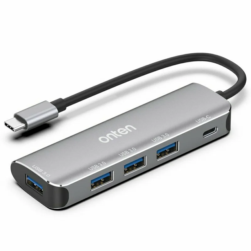ONTEN 95116S Type-C to 4 x USB3.0 + PD3.0 Adapter Aluminum Alloy USB Hub Splitter