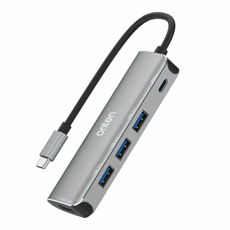 ONTEN 95116S Type-C to 4 x USB3.0 + PD3.0 Adapter Aluminum Alloy USB Hub Splitter