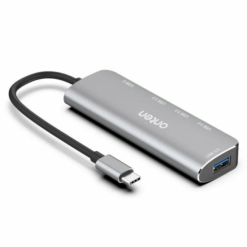 ONTEN 95116S Type-C to 4 x USB3.0 + PD3.0 Adapter Aluminum Alloy USB Hub Splitter