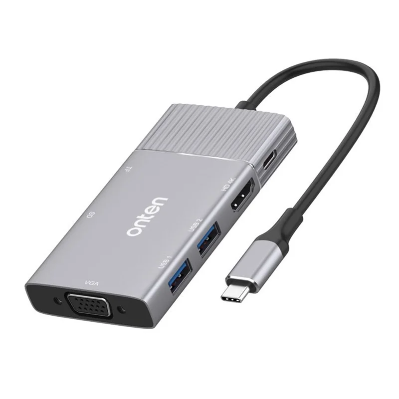 ONTEN 95113 Type-C Hub HDMI + VGA + 2 x USB3.0 + SD3.0 + TF3.0 + Audio + PD Docking Station