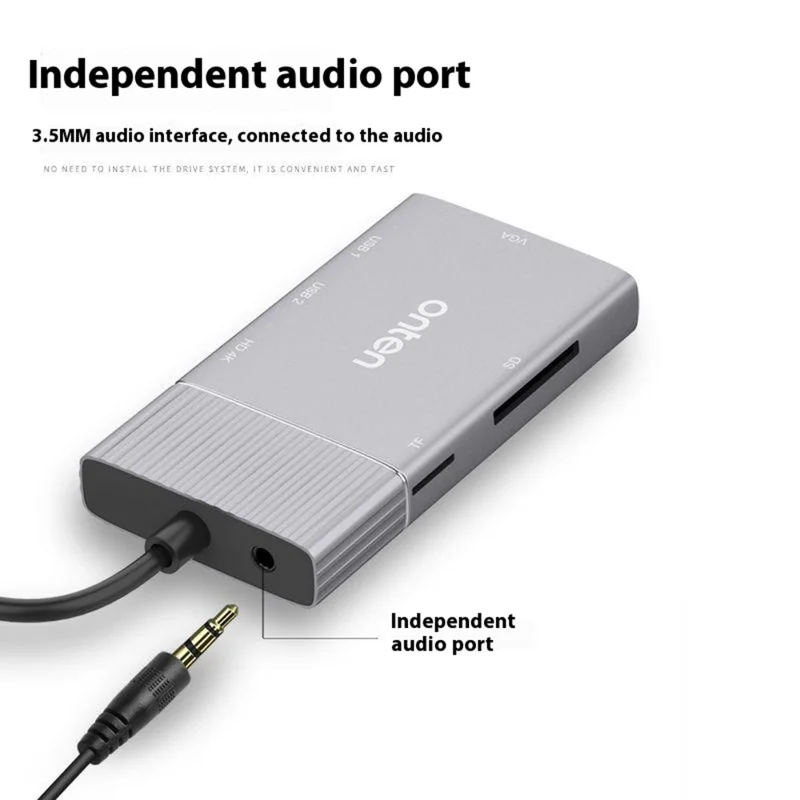 ONTEN 95113 Type-C Hub HDMI + VGA + 2 x USB3.0 + SD3.0 + TF3.0 + Audio + PD Docking Station