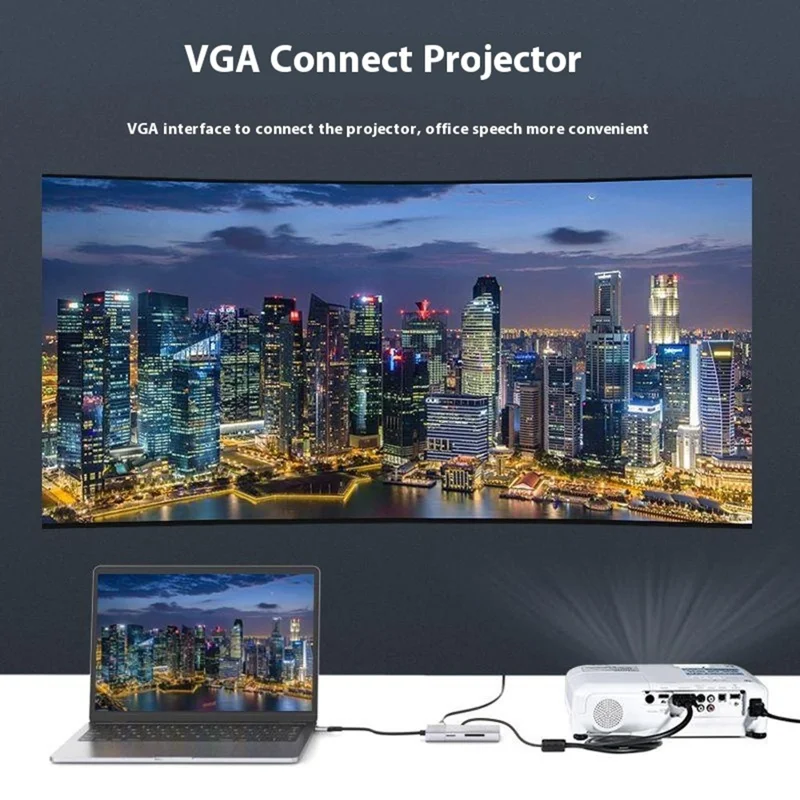 ONTEN 95113 Type-C Hub HDMI + VGA + 2 x USB3.0 + SD3.0 + TF3.0 + Audio + PD Docking Station