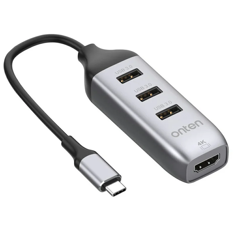ONTEN 95118H 4 in 1 USB-C Hub 3 x USB3.0 + HDMI 4K Adapter Expansion Dock for Laptop Tablet Phone