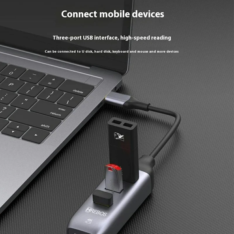 ONTEN 95118H 4 in 1 USB-C Hub 3 x USB3.0 + HDMI 4K Adapter Expansion Dock for Laptop Tablet Phone