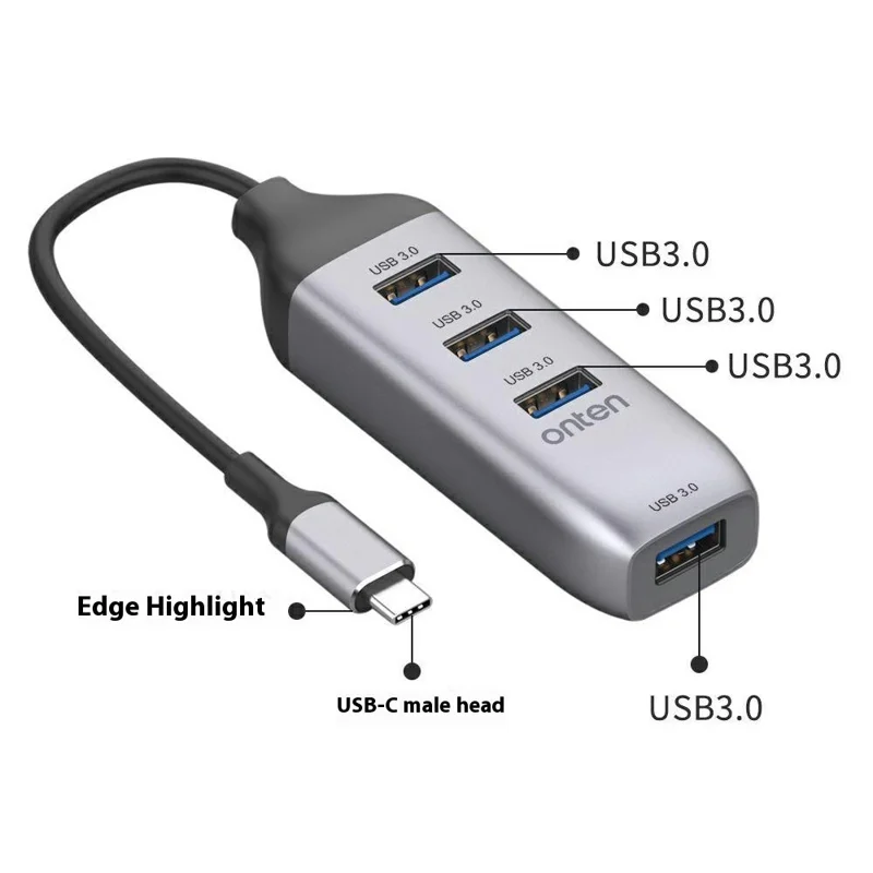 ONTEN 95118U USB-C Hub 4 in 1 Type-C to 4 x USB3.0 Splitter Adapter for Laptop Phone Tablet