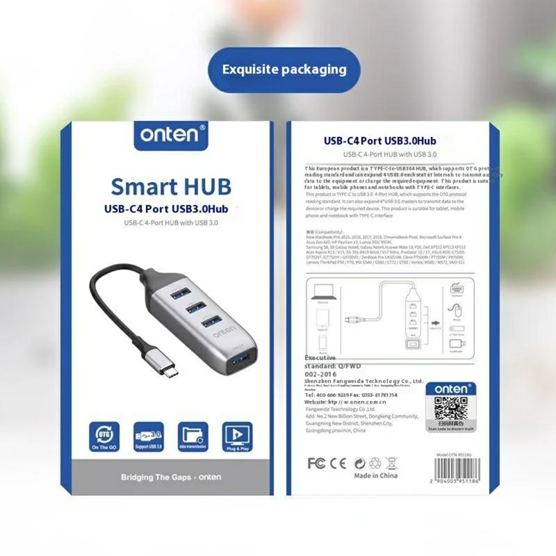 ONTEN 95118U USB-C Hub 4 in 1 Type-C to 4 x USB3.0 Splitter Adapter for Laptop Phone Tablet
