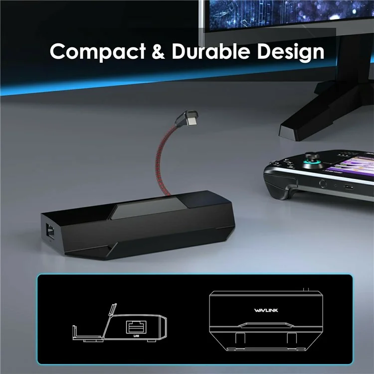 WAVLINK UHP3426 6 in 1 Docking Station for Steam Deck / Asus ROG Ally (2023) / Lenovo Legion Go Gigabit RJ45 100W PD Hub Adapter