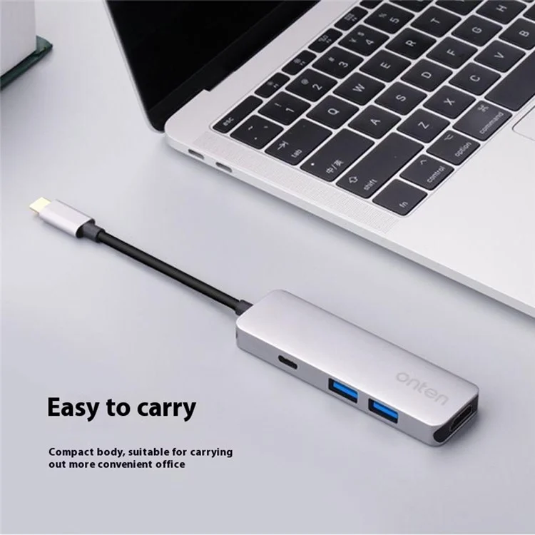 Hub Multifunction ONTEN OTN-9590 Tipo-C com Adaptador de Carregamento PD3.0, 2xUSB3.0 e Vídeo 4K 30Hz