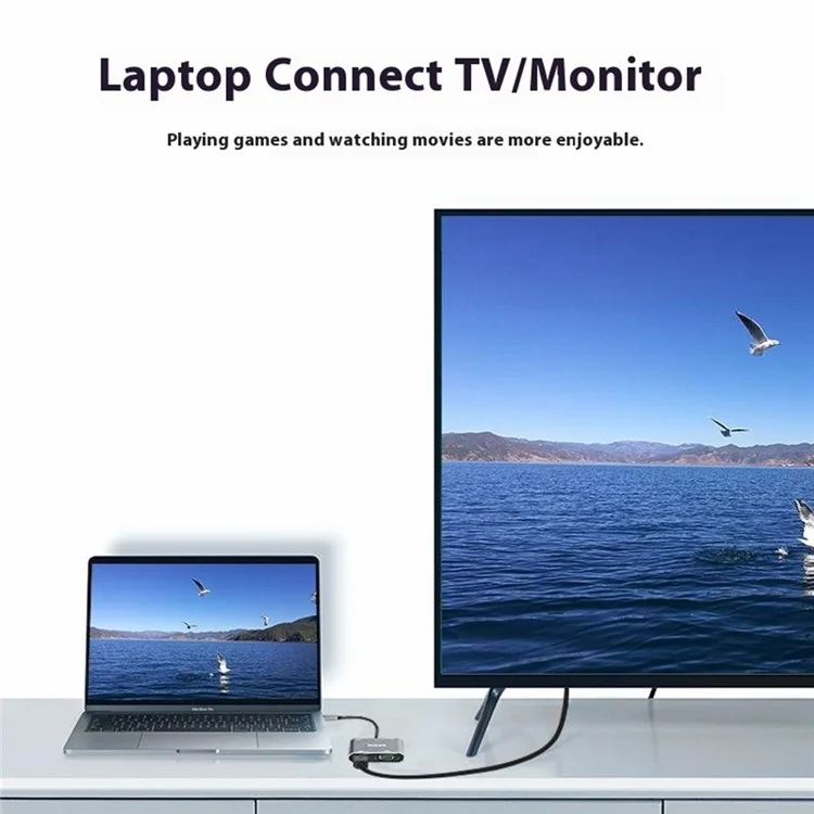 ONTEN OTN-95112 Adaptador USB-C a HDMI + VGA + USB + Type-C Convertidor de Vídeo HD 4K