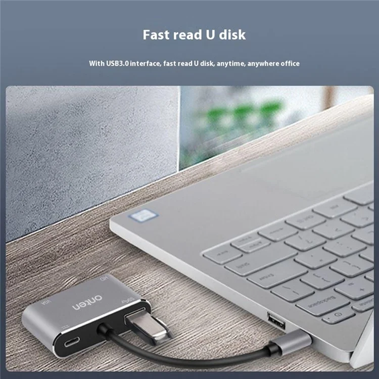 ONTEN OTN-95112 Adaptador USB-C a HDMI + VGA + USB + Type-C Convertidor de Vídeo HD 4K