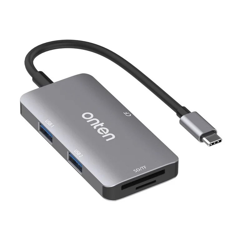 ONTEN OTN-91182 Hub USB3.0 multifonctionnel Lecteur de cartes pour appareil photo, avec Type-C vers 2 x USB3.0 + SD / TF 3.0 + CF 3.0