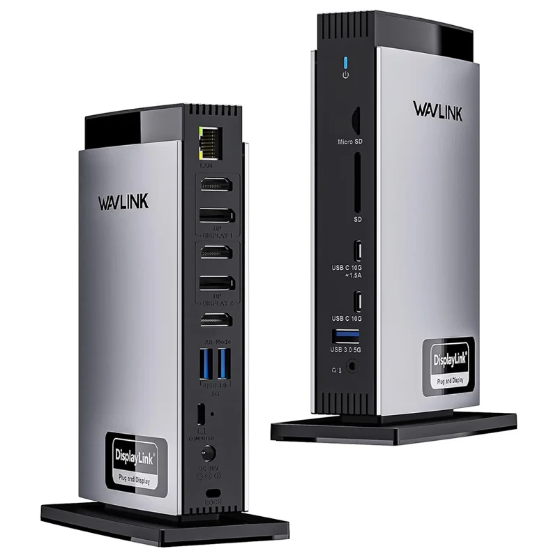 WAVLINK WL-UG69PD13Pro For MacBook M1 M2 M3 / Windows 15 in 1 Laptop Docking Station 3 HD USB C DisplayLink Hub - US Plug
