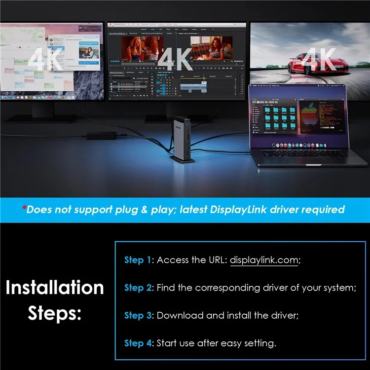 WAVLINK WL-UG69PD13Pro For MacBook M1 M2 M3 / Windows 15 in 1 Laptop Docking Station 3 HD USB C DisplayLink Hub - AU Plug