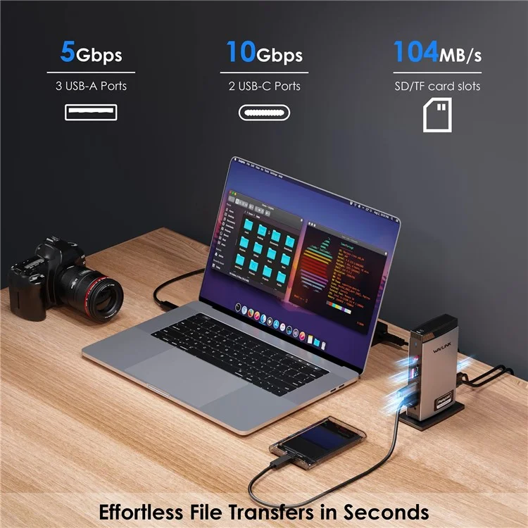 WAVLINK WL-UG69PD13Pro For MacBook M1 M2 M3 / Windows 15 in 1 Laptop Docking Station 3 HD USB C DisplayLink Hub - AU Plug