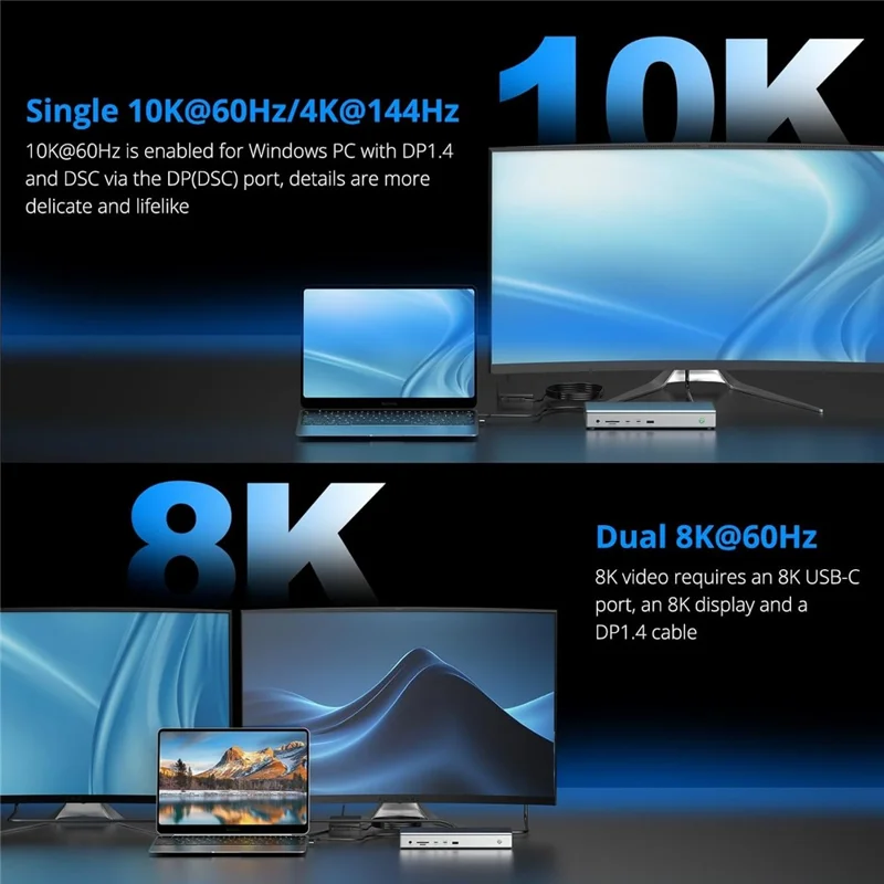 WAVLINK WL-UG75PD1-DH2 USB-C DisplayLink DL7400 Docking Station Support Quad Display for MacBook M1 M2 M3 / Windows 10 / 11 - AU Plug