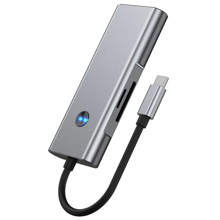Hub 2425 7 en 1 Type C USB 3.0 PD 100W Station d'extension Adaptateur HD 4K Lecteur de cartes SD / TF pour ordinateurs portables