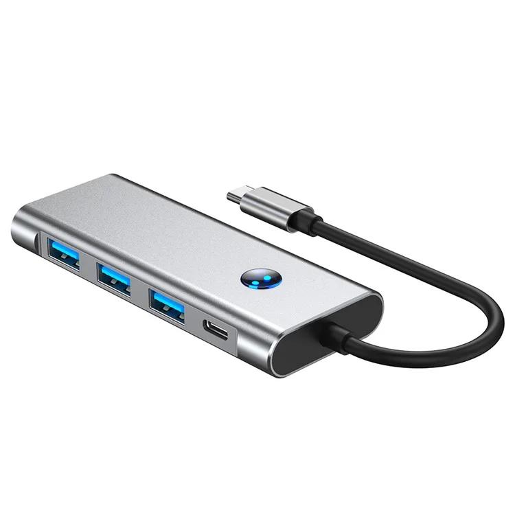 Hub 2425 7 en 1 Type C USB 3.0 PD 100W Station d'extension Adaptateur HD 4K Lecteur de cartes SD / TF pour ordinateurs portables