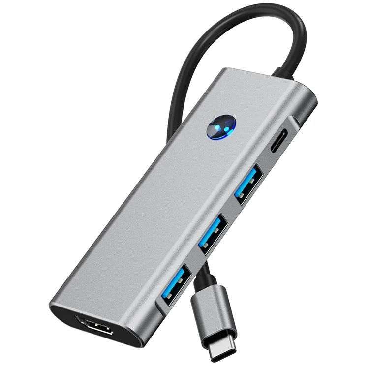 Hub 2425 7 en 1 Type C USB 3.0 PD 100W Station d'extension Adaptateur HD 4K Lecteur de cartes SD / TF pour ordinateurs portables