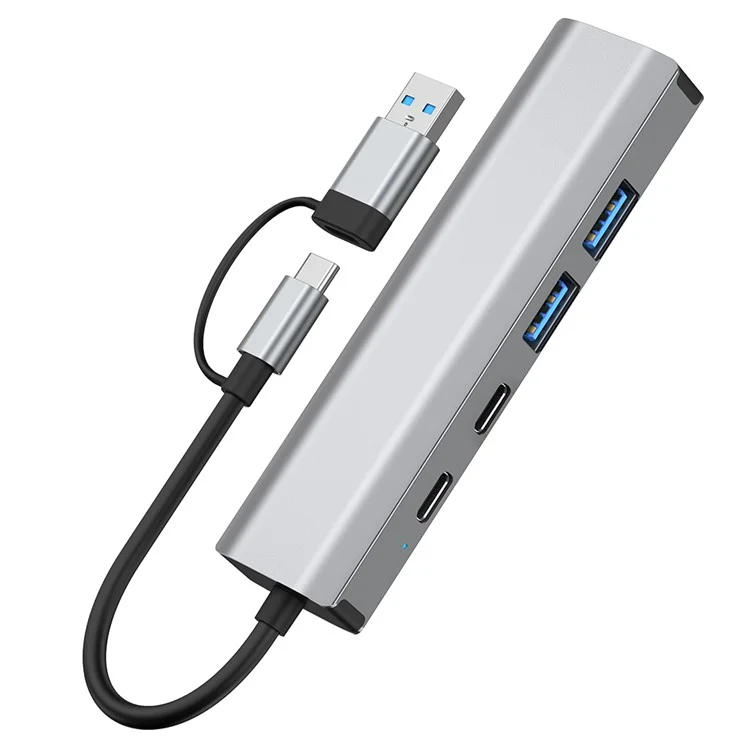 2503 Hub USB / Type-C Gigabit RJ45 2xUSB3.2 USB-C2.0 USB-C3.2 DC5V 6 in 1 Stazione di aggancio